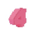 4 number pixel art. cartoon font. 8 bit four numeral Children alphabet. Pixelate vector illustration