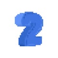 2 number pixel art. cartoon font. 8 bit Twoe numeral Children alphabet. Pixelate vector illustration
