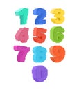 Number pixel art set. cartoon font. 8 bit numeral Children alphabet. Pixelate vector illustration