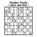 Number puzzle more and less vector illustration