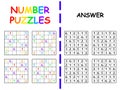 Number puzzles for kids six by six set vector illustration Royalty Free Stock Photo