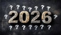 number 2026 with question mark Royalty Free Stock Photo