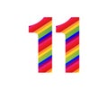 11 Number Rainbow Style Numeral Digit. Colorful Number Vector Illustration