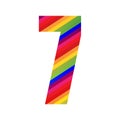 7 Number Rainbow Style Numeral Digit. Colorful Number Vector Illustration