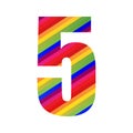 5 Number Rainbow Style Numeral Digit. Colorful Number Vector Illustration