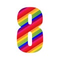 8 Number Rainbow Style Numeral Digit. Colorful Number Vector Illustration