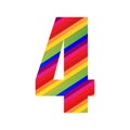 4 Number Rainbow Style Numeral Digit. Colorful Number Vector Illustration