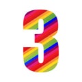 3 Number Rainbow Style Numeral Digit. Colorful Number Vector Illustration