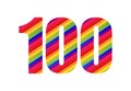 100 Number Rainbow Style Numeral Digit. Colorful Number Vector Illustration