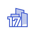 Number 17 with real estate logo design vector graphic symbol icon illustration creative idea