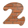 Number 2 - Red brick wall background Royalty Free Stock Photo