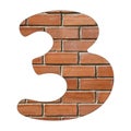 Number 3 - Red brick wall background Royalty Free Stock Photo