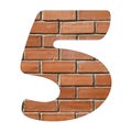 Number 5 - Red brick wall background Royalty Free Stock Photo