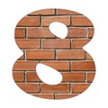 Number 8 - Red brick wall background Royalty Free Stock Photo