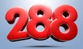 Number 288 red 3D. Royalty Free Stock Photo