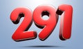 Number 291 red 3D. Royalty Free Stock Photo