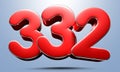 Number 332 red 3D.