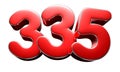 Number 335 red 3D. Royalty Free Stock Photo