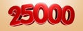 Number 25000 red 3D. Royalty Free Stock Photo