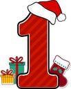 Number 1 with christmas design elements