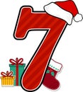 Number 7 with christmas design elements