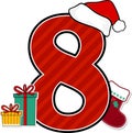 Number 8 with christmas design elements