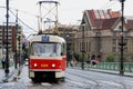 Number 17 Red Tram Prague Czech Republic