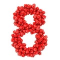 Number 8, from red twenty-sided dice, 3D rendering Royalty Free Stock Photo