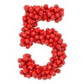 Number 5, from red twenty-sided dice, 3D rendering Royalty Free Stock Photo