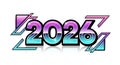 The number 2026 rendered in retro, neon, and synthwave style Royalty Free Stock Photo
