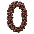 Number 0 from roasted coffee beans, 3D rendering Royalty Free Stock Photo