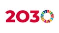2030 number with SDG color symbol. Sustainable Development Goals