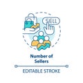 Number of sellers multi color concept icon