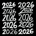 2026 Number Set Brush Stroke Effect. Vector illustration. Royalty Free Stock Photo