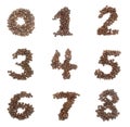 Number set made of coffee beans Royalty Free Stock Photo