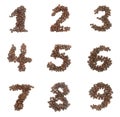 Number set made of coffee beans Royalty Free Stock Photo