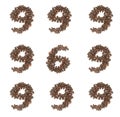 Number set made of coffee beans Royalty Free Stock Photo