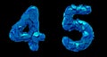 Number set 4, 5 made of 3d render plastic shards blue color.