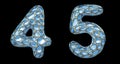 Number set 4, 5 made of realistic 3d render golden shining metallic. Collection of gold shining metallic with blue color Royalty Free Stock Photo