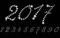 Number set with realistic diamond, illustration. Royalty Free Stock Photo