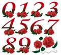 Number set red floral illustration