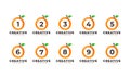 Number Set Vector logo in fresh Orange Fruit with Modern Style.Brand Identity Logos Designs Vector Illustration Template Royalty Free Stock Photo