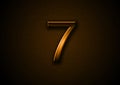 The number seven in brown textured background