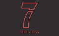 Number seven logo vector illustration. Red number 7 isolated on black background Royalty Free Stock Photo