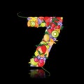 Number seven made from fruits Royalty Free Stock Photo