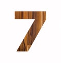 Number seven on Wooden Background - Isolated White