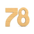 Number seventy eight on white background. Isolated 3D illustration