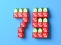Number Seventy Five With Miniature Houses And Red Percentage Blocks. Royalty Free Stock Photo