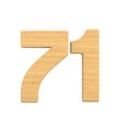 Number seventy one on white background. Isolated 3D illustration