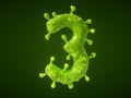 Number 3 shaped virus or bacteria cell. 3D illustration